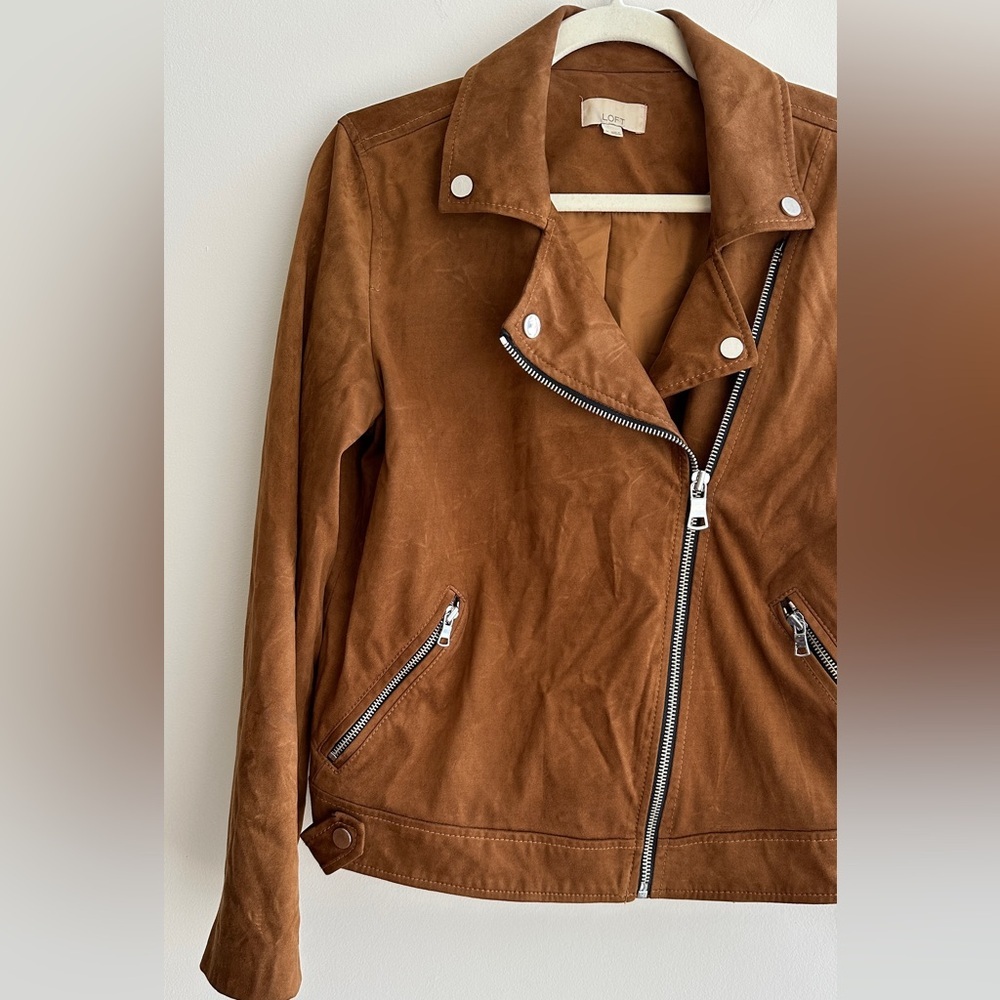 LOFT Tan Leather Jacket with Silver Accents - Picture 2 of 16